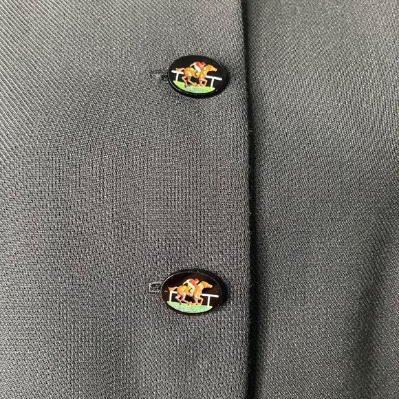 Women's Black Mock Collar Button Down Equestrian Blazer Jacket Size XL - Picture 6 of 7